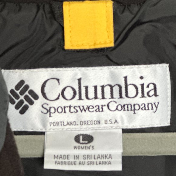Columbia Y2K Womens L Ski Snowboard Jacket Yellow Black Liner Multi Pockets Zip - Picture 5 of 8